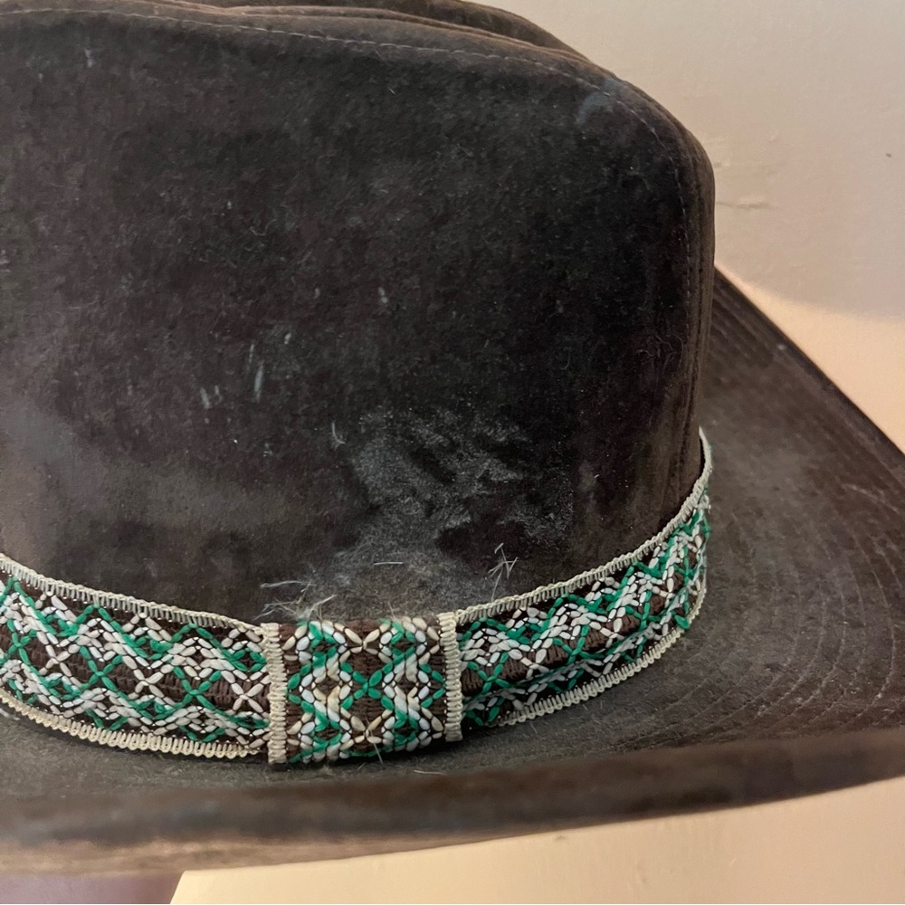 Brown Western Hat with Green Accents - Picture 6 of 11